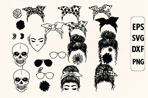 Messy Bun Bandana Mom Life SVG Bundle Review